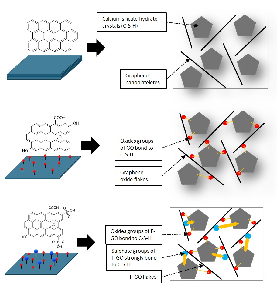 Molecular interaction between graphene and concrete matrix